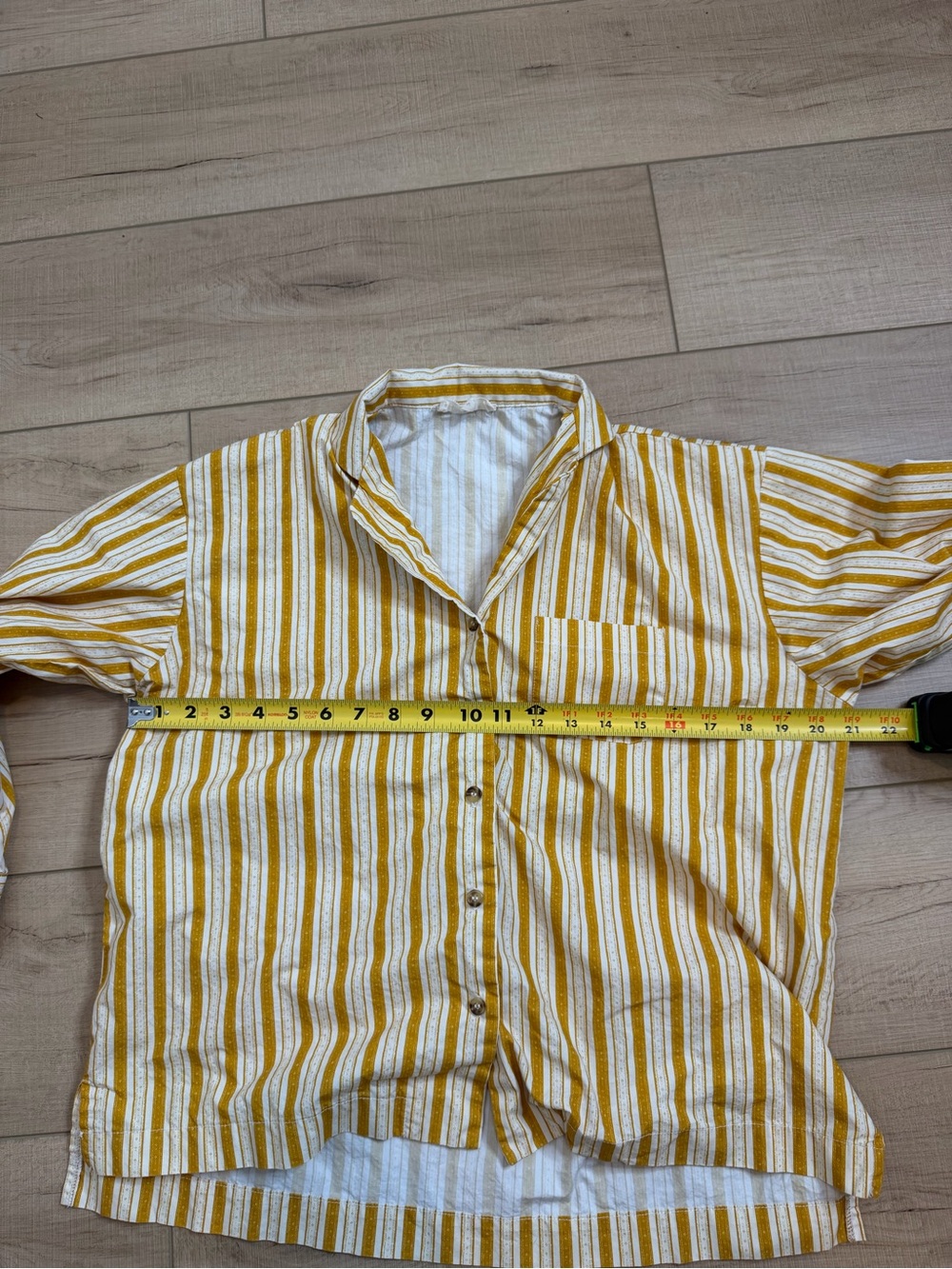 Parterre Remy Stripe Pajama Set Womens S Yellow Cotton Button Front Lounge Sleep — image 5 of 7